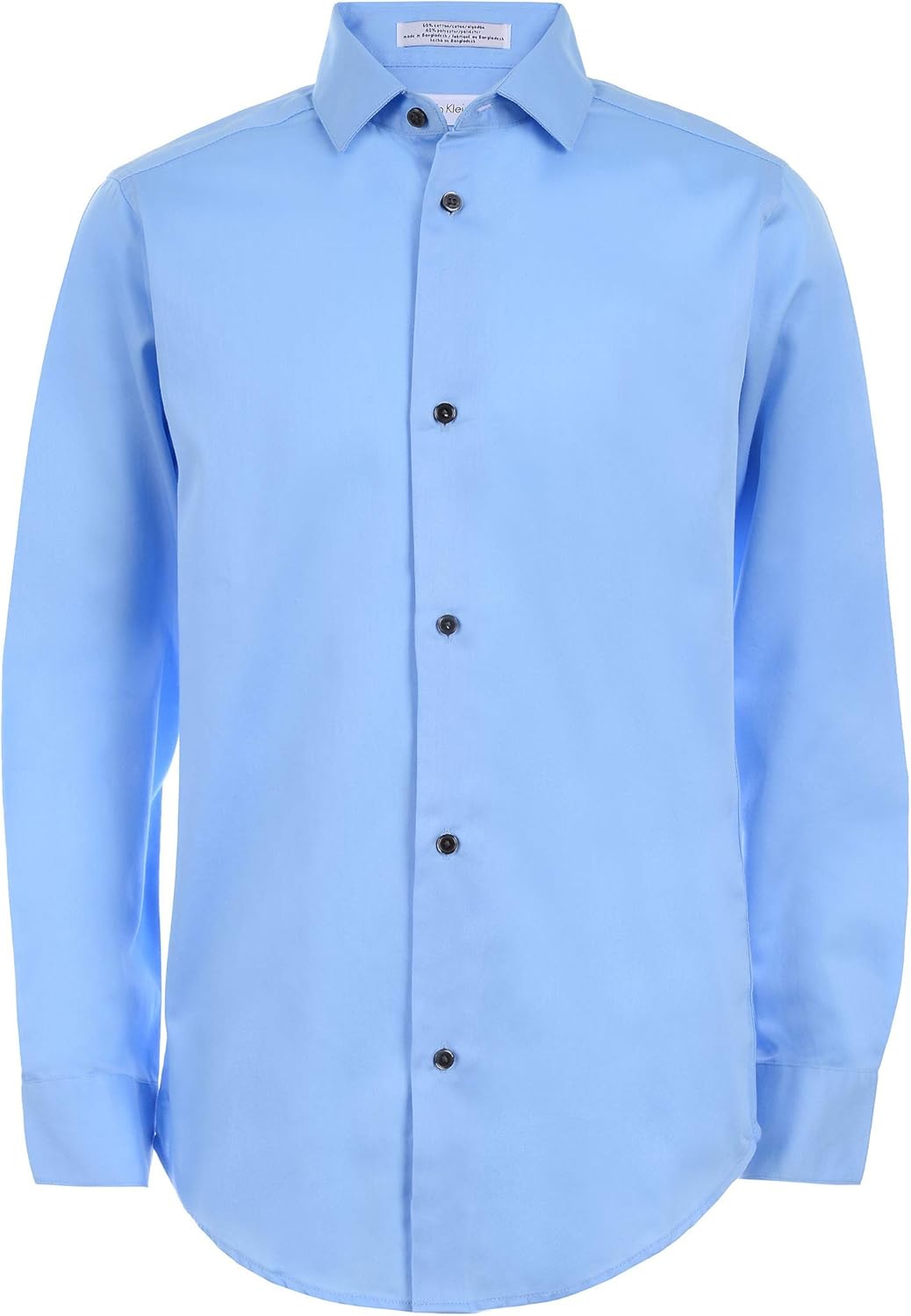 boys Long Sleeve Sateen Dress Shirt, Button-down Style With Cuffs & Shirttail Hem