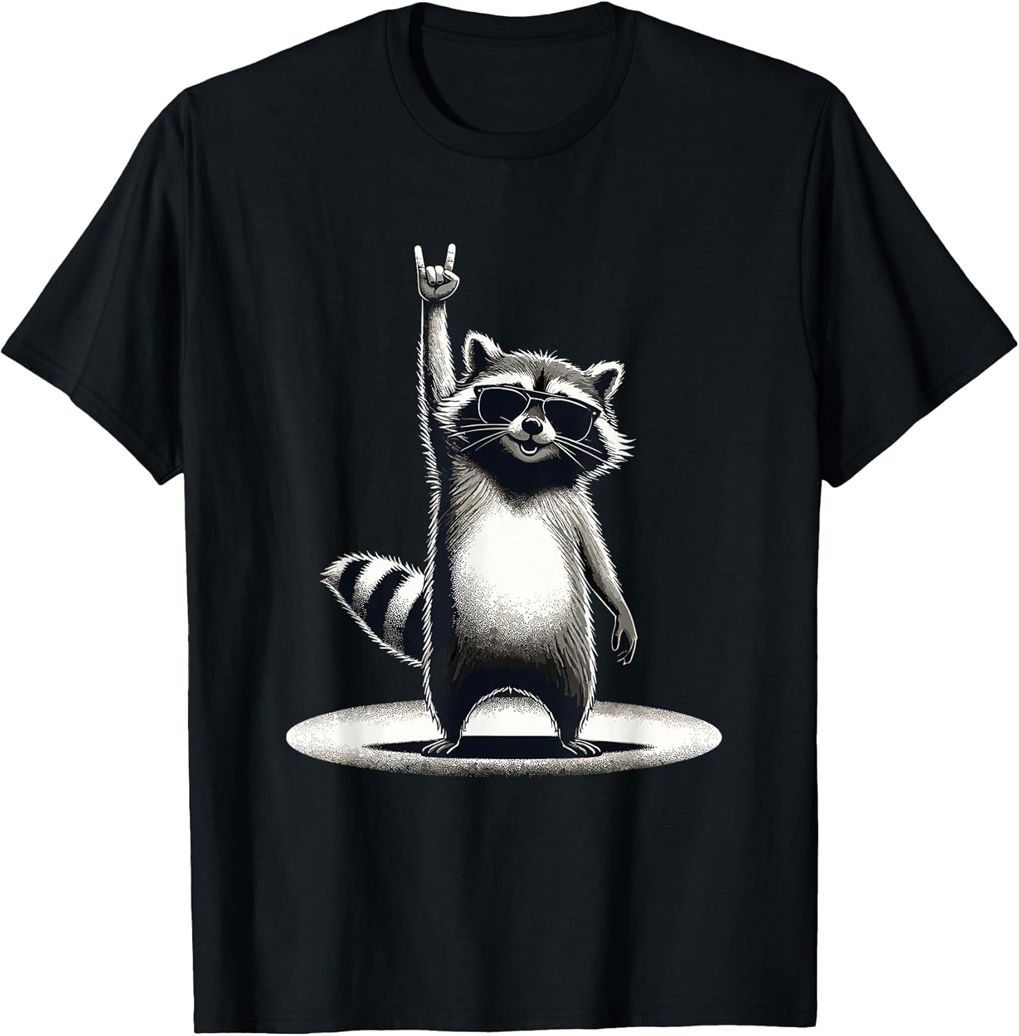 Retro Raccoon Rock Music Gift Men Kids Women Funny Raccoon T-Shirt