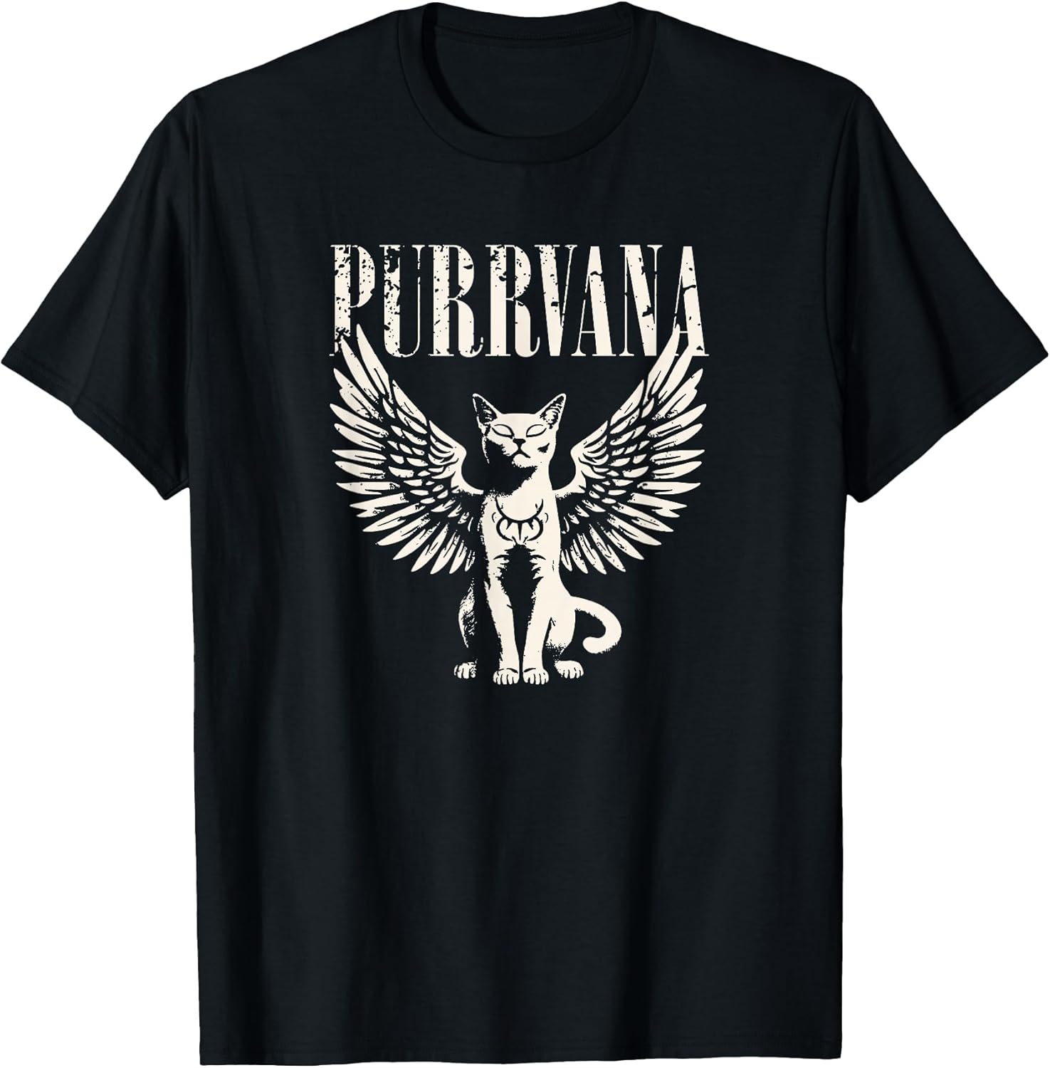 Purrvana Funny Cat Parody 90s Grunge Rock Music T-Shirt