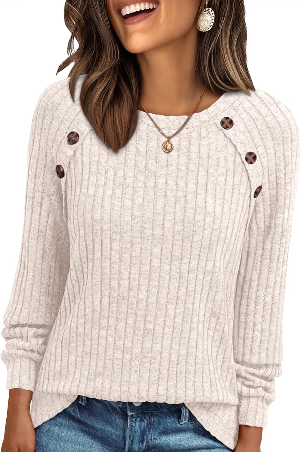 Womens Long Sleeve T Shirts Casual Tunic Work Tops Spring Plus Size Sweaters Date Night Outfit 2026 Dressy Blouse