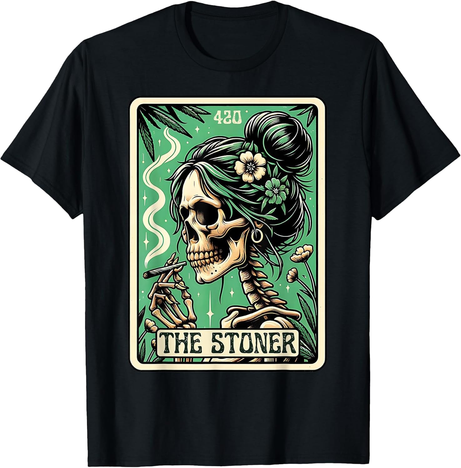 Tarot Card The Stoner Weed Lover Skeleton Cannabis 420 T-Shirt