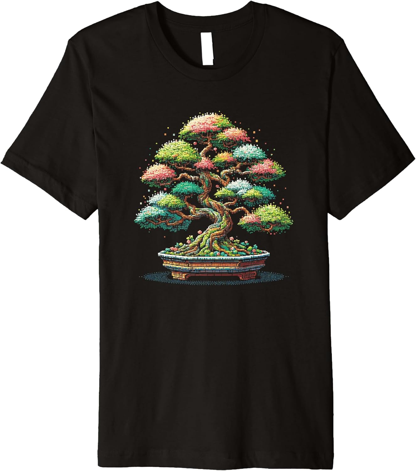 Cool Bonsai Tree Japanese Pixel Art Style Gardening Zen Premium T-Shirt