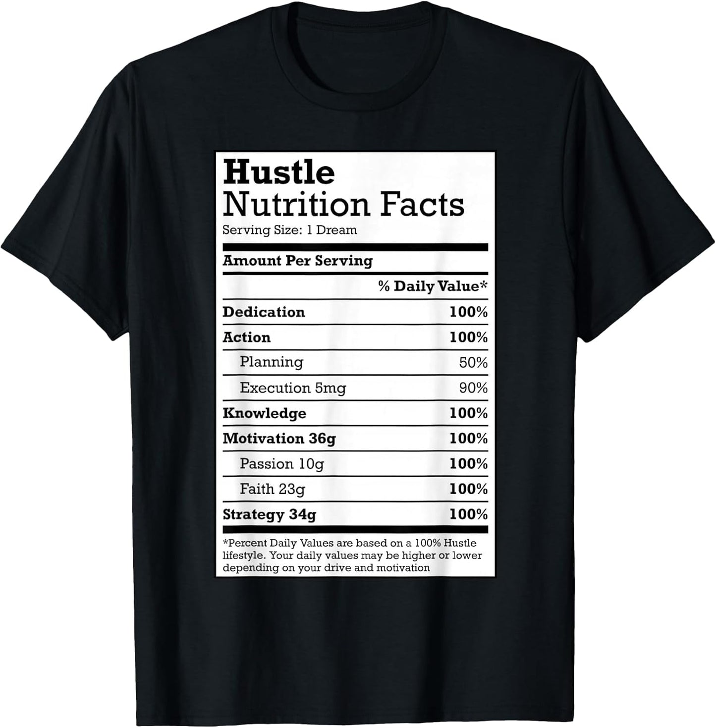 Hustle Nutrition Facts Christmas Birthday Gift Rap Urban Tee T-Shirt