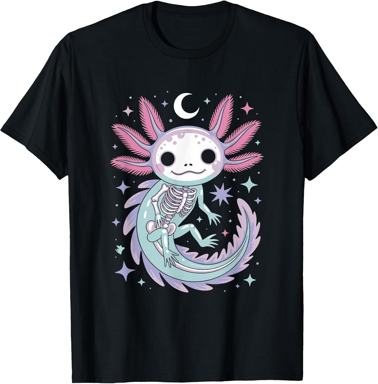 Pastel Goth Girl Kawaii Cute Skeleton Axolotl T-Shirt