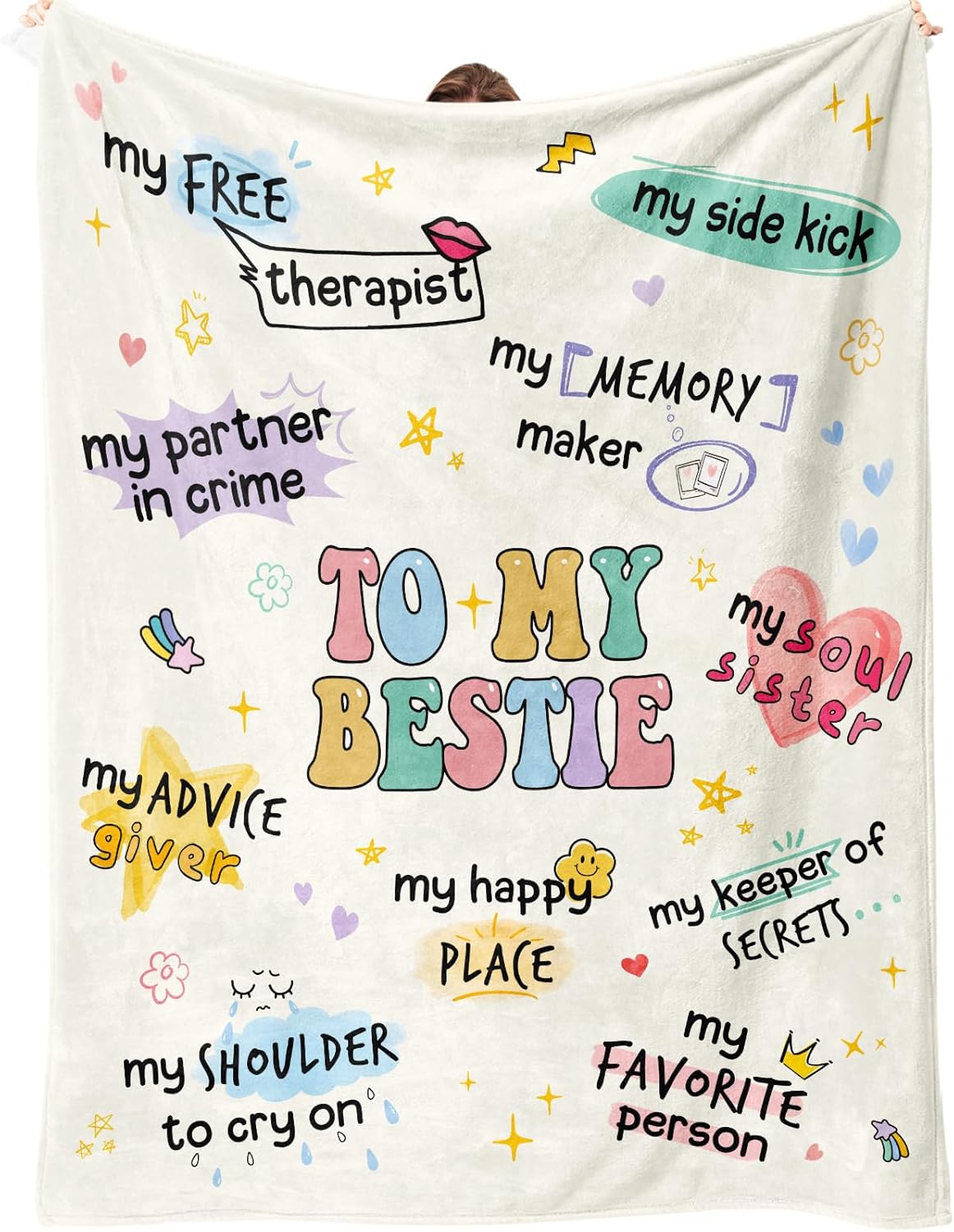 Best Friend Birthday Gifts for Women, Bestie Gift for Women, for Friends Woman, Best Friends Blanket, Friendship Gifts for Woman, Yellow Throw Besties Birthday Blanket 60”x50” Inches