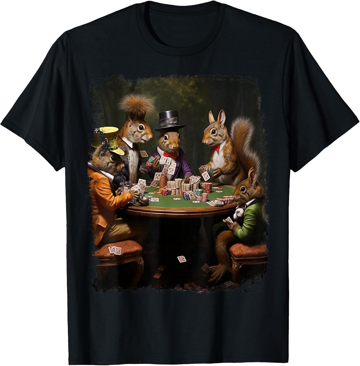 Playing Card Pop Art Gambling Squirrel Playing Poker Cards T-Shirt