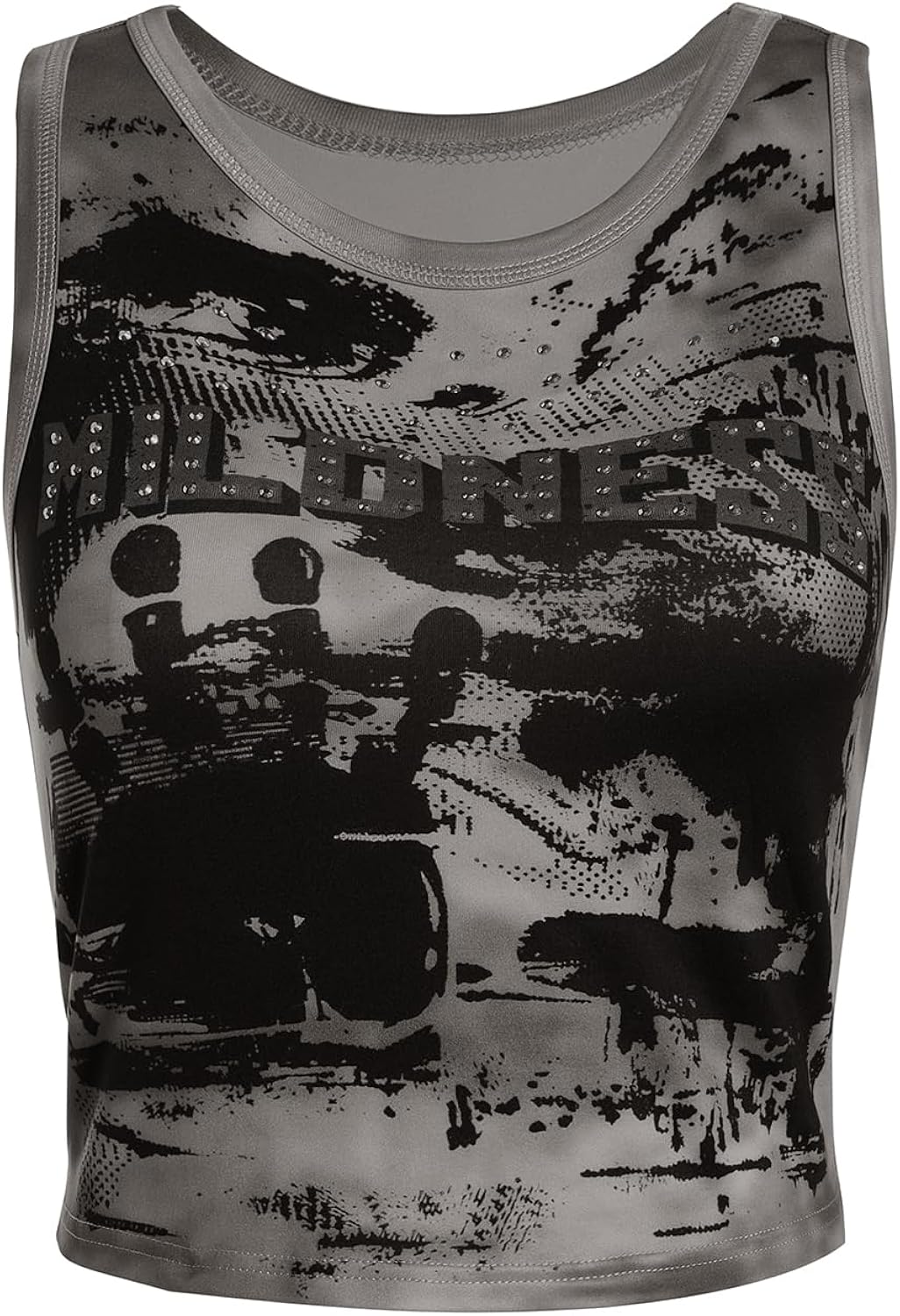 Women's Y2k Letter Figure Print Crew Neck Tank Top Sleeveless Punk Vest Tops