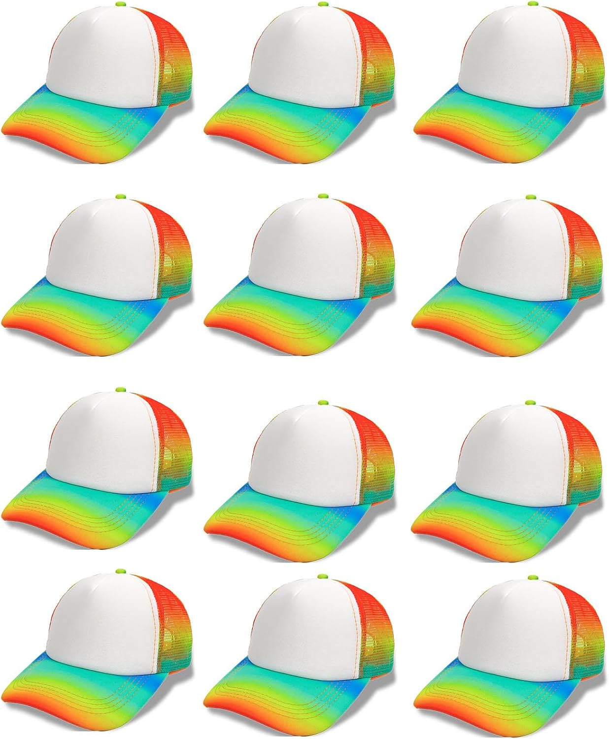 12 Pcs Sublimation Blank Trucker Hats Bulk Mesh Snapback Baseball Cap Mesh Trucker Caps for Men and Women DIY Custom Hats