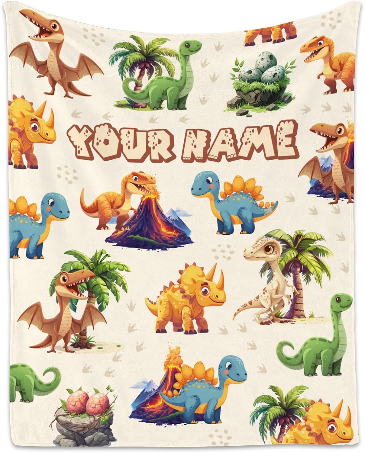 Personalized Kids Blankets for Boys Girls, Custom Dinosaur Blanket for Boys, Soft Fuzzy Flannel Throw Gifts Ideal, 30"x40" Toddler Dinosaur Gift