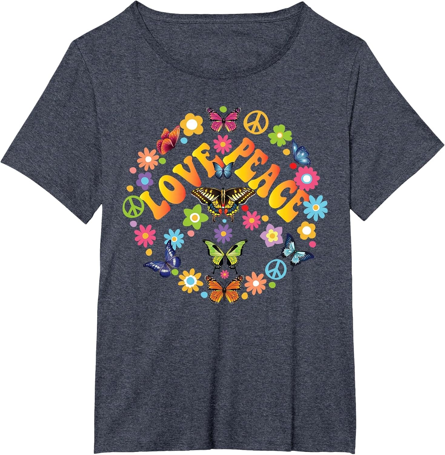 Peace Love Butterfly 60s 70s Tie Dye Vintage Hippie Costume T-Shirt
