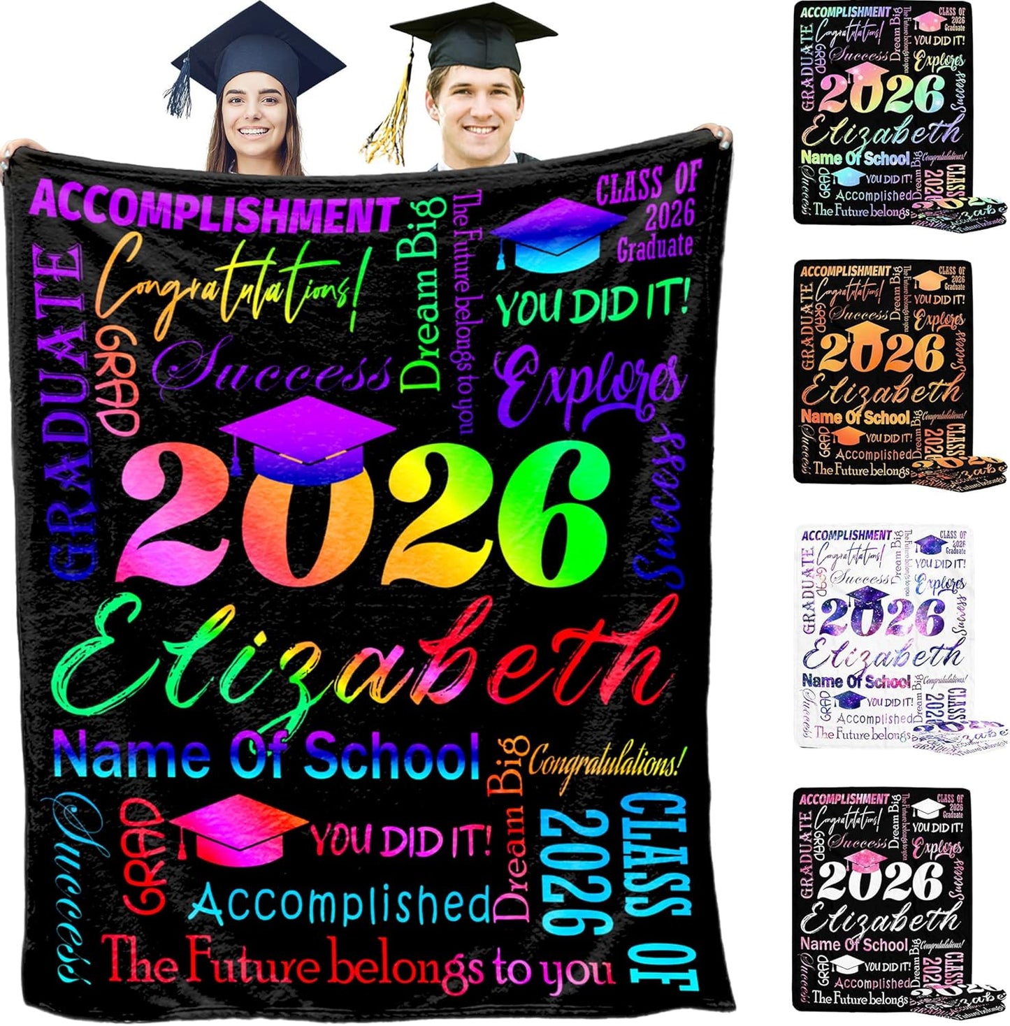 Artsadd Personalized Graduation 2026 Blanket for Niece, Custom Gradient Green Graduation Throws 2026 Customized Graduation Gifts for Best Friends Women Men,Boy, Girl, Granddaughter, Grandson