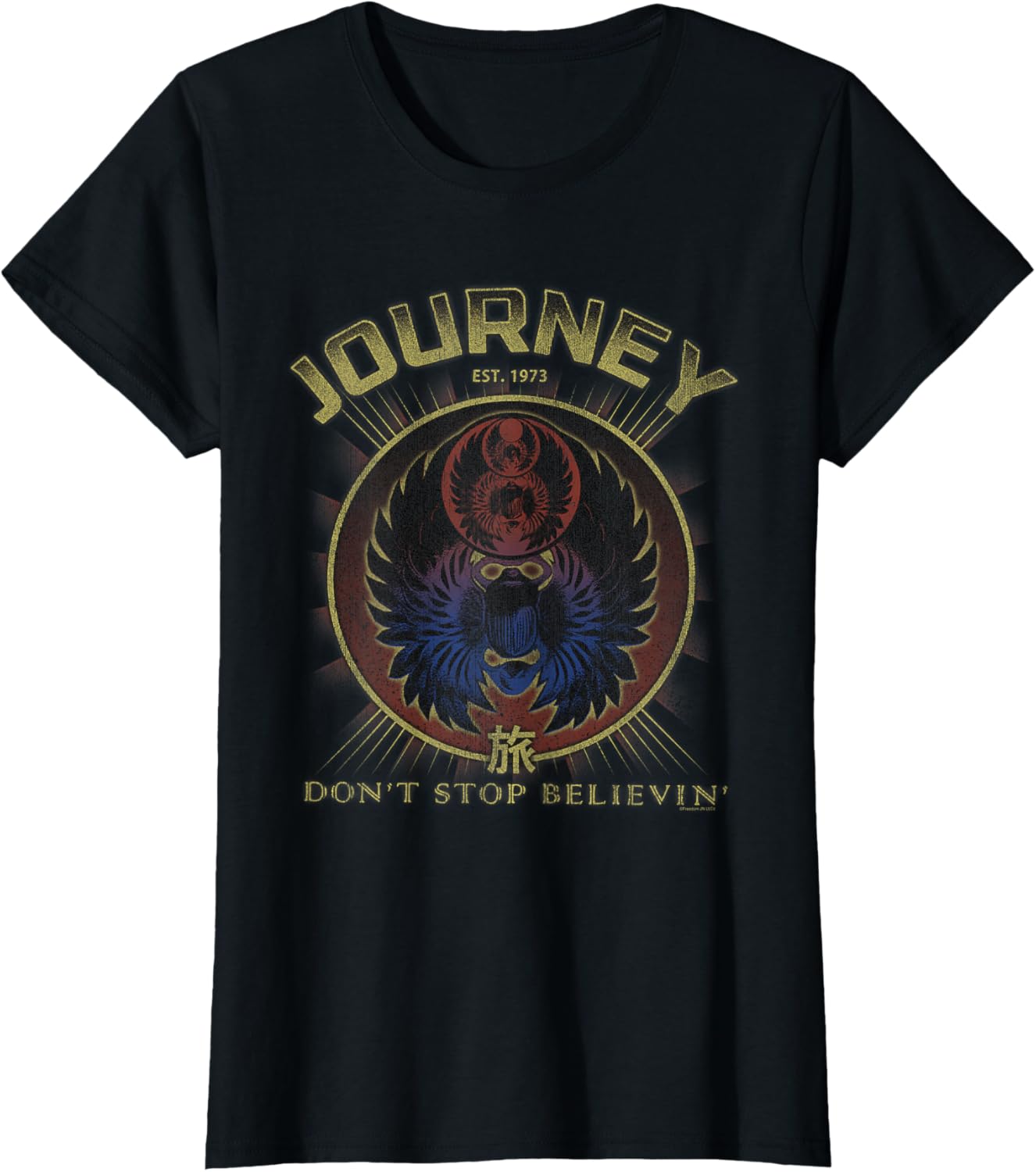 Gold Don't Stop Believin' Scarab Logo Vintage Band T-Shirt