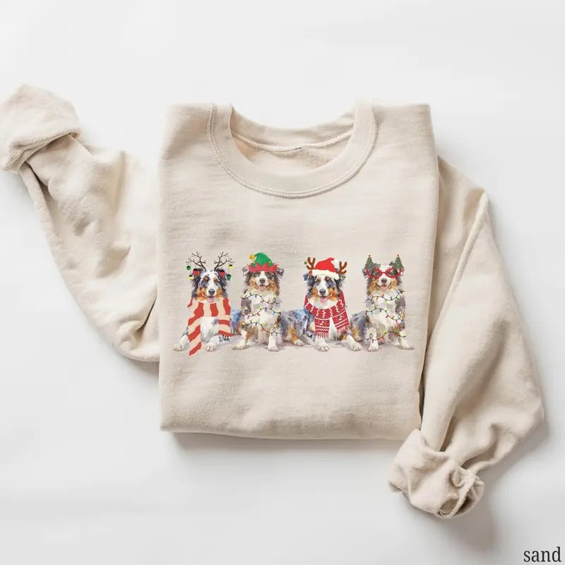Australian Shepherd Sweatshirt, Australian Shepherd Holiday Crewneck, Aussie Dog Mama Christmas Sweater, Aussie Mom Gift, Dog Lover Shirt