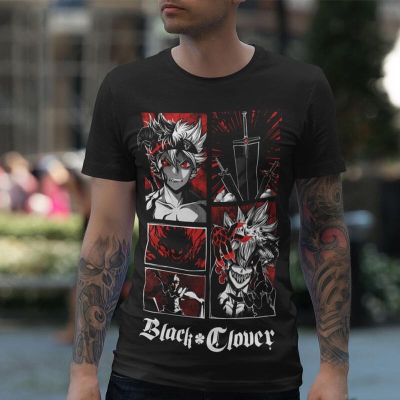 Black Clover Asta Yuno Anime Manga Tshirt Anime Manga Black Shirt Tshirt S-4XL