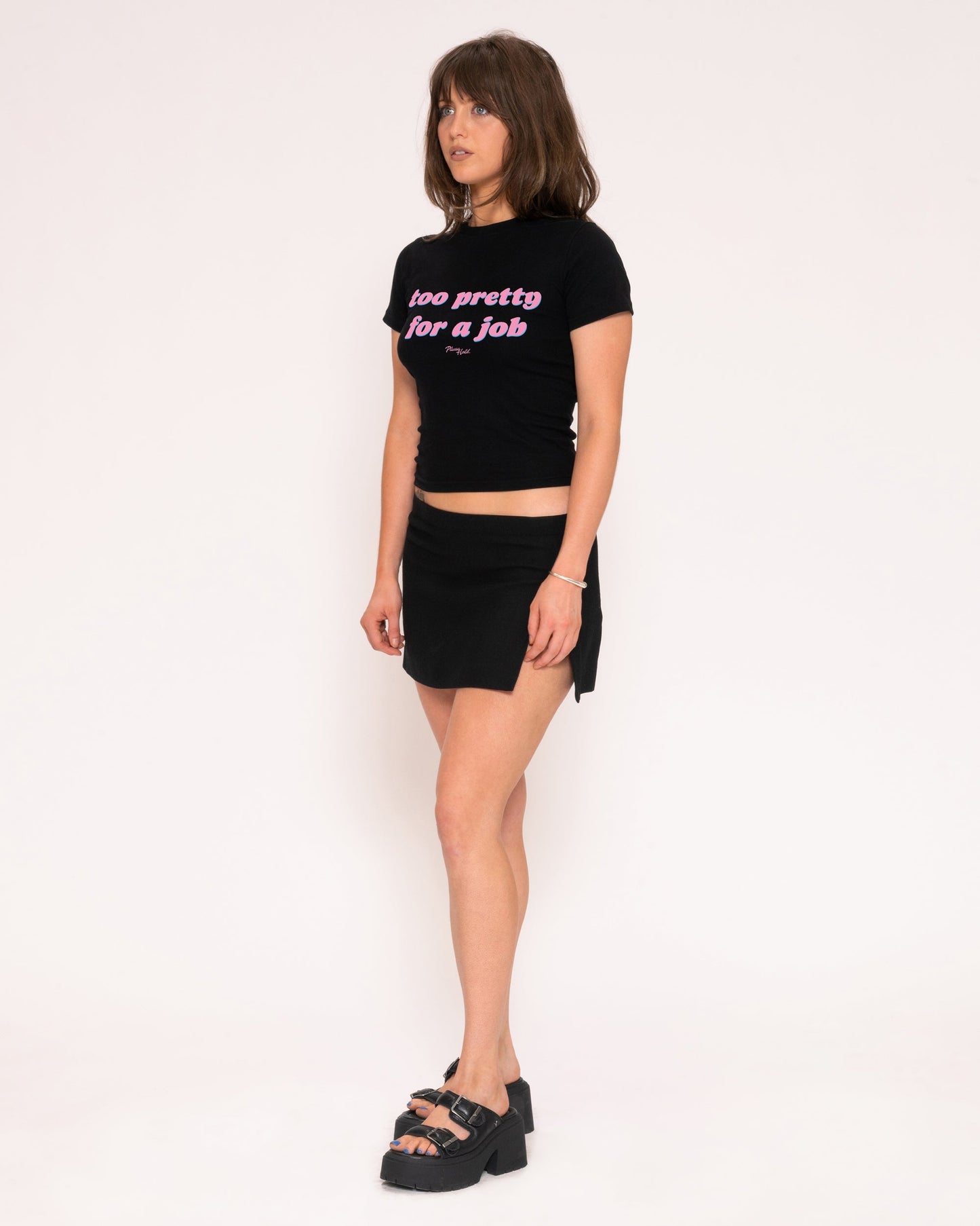 Too Pretty For A Job Longline Baby Tee