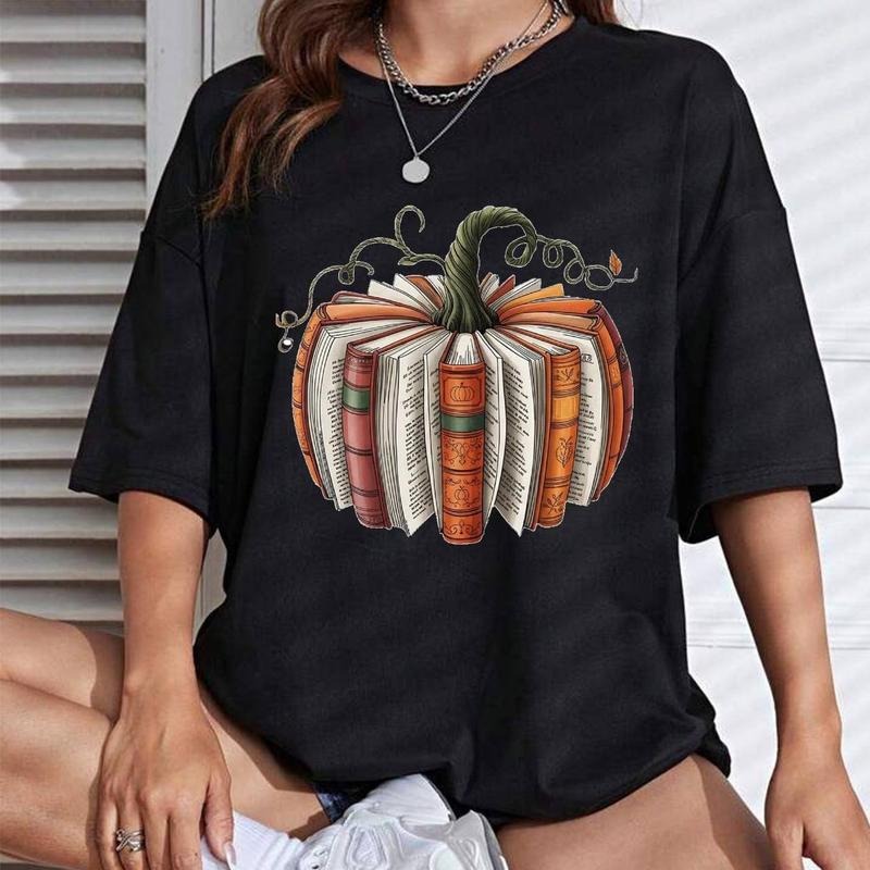 Book Fall Pumpkin T-Shirt, Book Pumpkin Tee, Teacher Fall SweatShirt, Book Lover Gift, Pumpkin Season Hoodieshirt