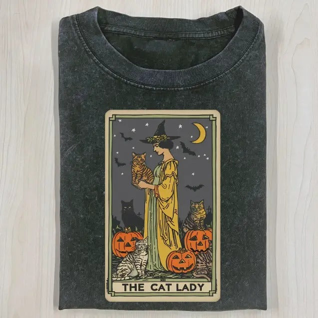 CAT LADY TAROT CARD SHIRT, Halloween Shirt, Horror Shirt, Unisex T-Shirt, Gift For Men Women