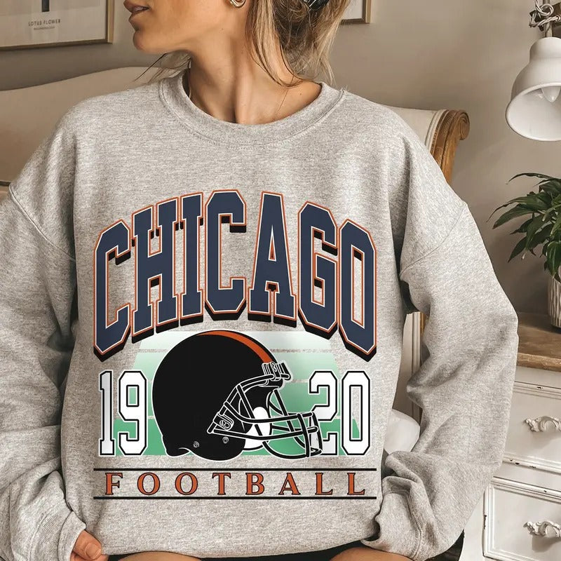 Classic Chicago Football Sweatshirt, Chicago Football Sweatshirt For Her, Chicago Vintage Football Crewneck, Chicago Gift for Women