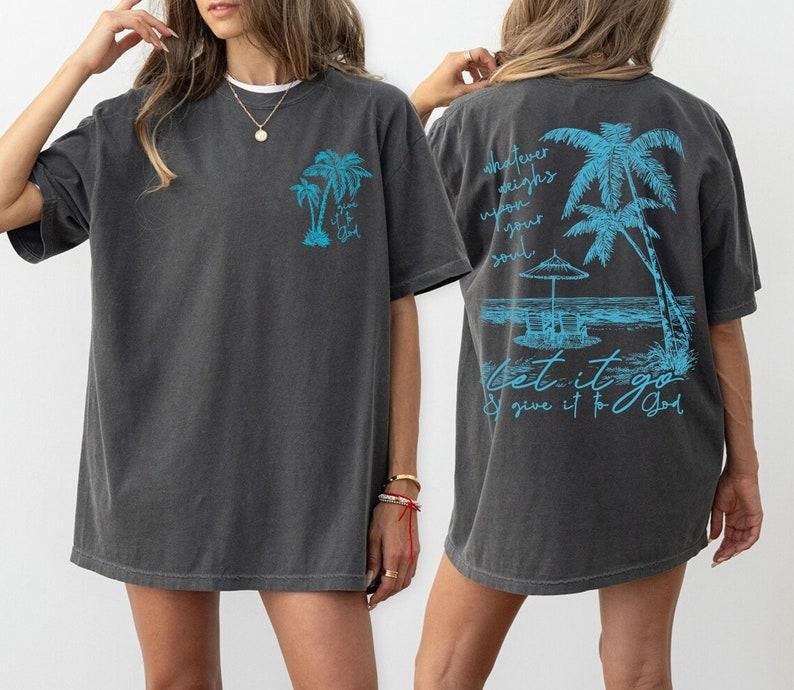 Coconut Girl Christian T-Shirt, Ocean Inspired Style Beachy Tee, Jesus Tee, Hawaii T-Shirt Christian Merch Faith Based Let It Go