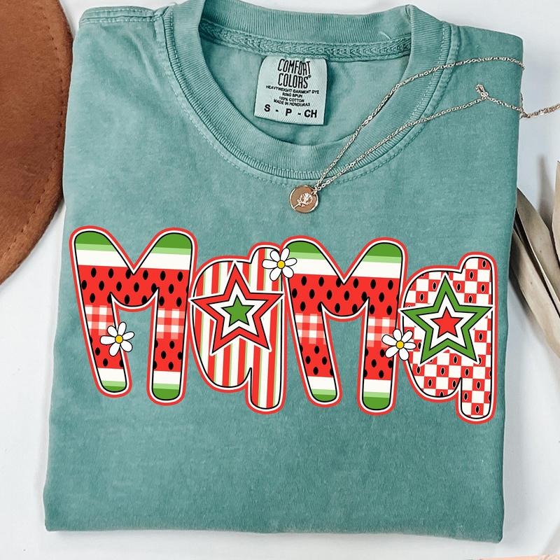 Comfort Colors Preppy Mama Watermelon T-Shirt, Cute Watermelon Floral Mama Shirt, Everyday Shirt, Custom Preppy Mama, Watermelon T-Shirt