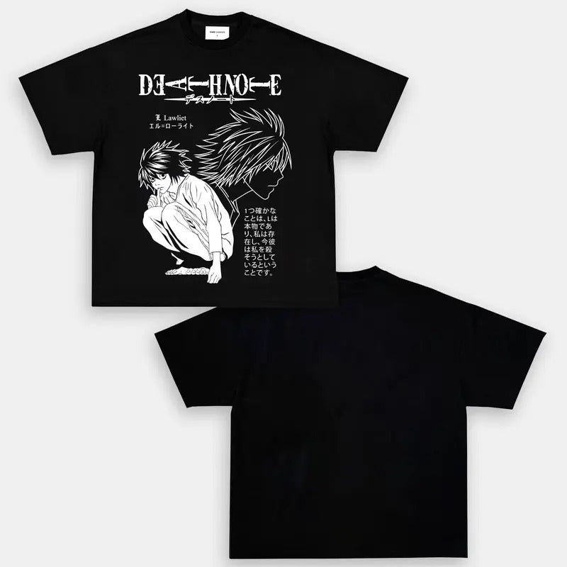 Death Note Unisex Crewneck Basic T-Shirt Hoodies & Sweatshirts Anime Manga Heavyweight Cotton T-shirt, Anime Merch, Gift For Anime Fan