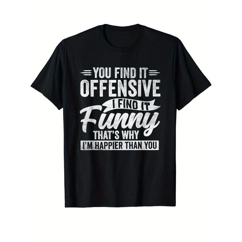 [Funny Print Cotton Top] Cotton Funny Print Casual Top - Men's Short Sleeve Crew Neck T-shirt for Outdoor Made in USA