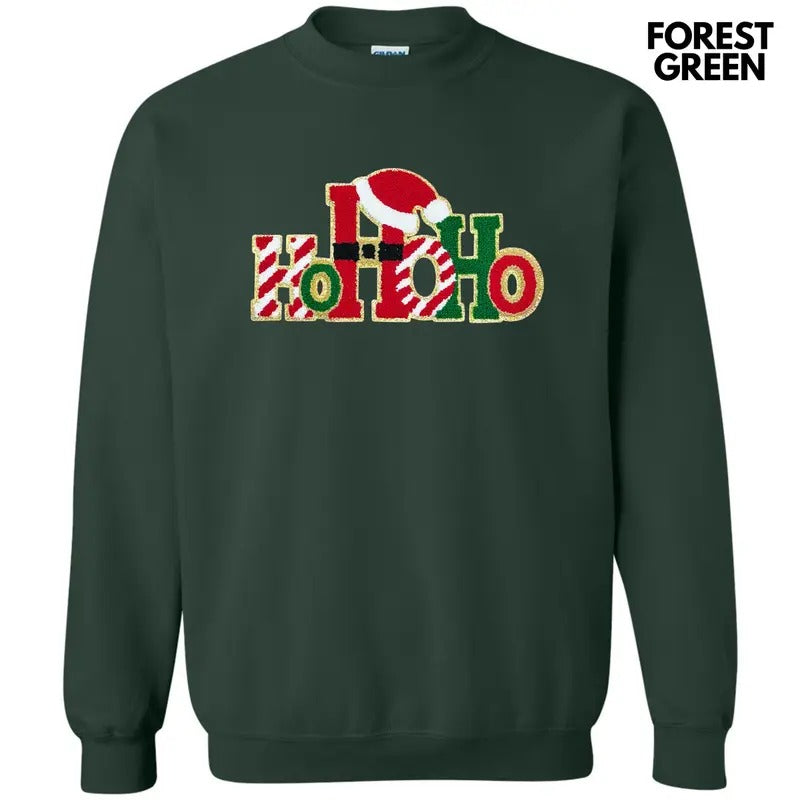 Gold Glitter HOHOHO Chenille Patch Sweatshirt