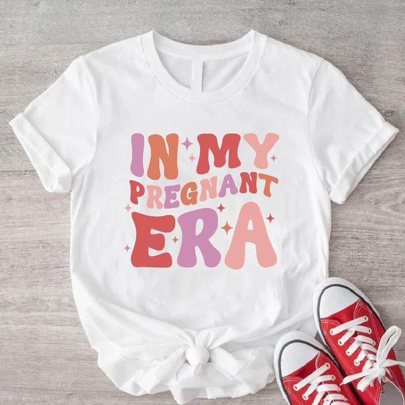 In My Pregnant Era T-Shirt, Baby Announcement Shirt, Maternity Gift Tee, Pregnancy Reveal Shirt, New Mom To Be Short Sleeve.