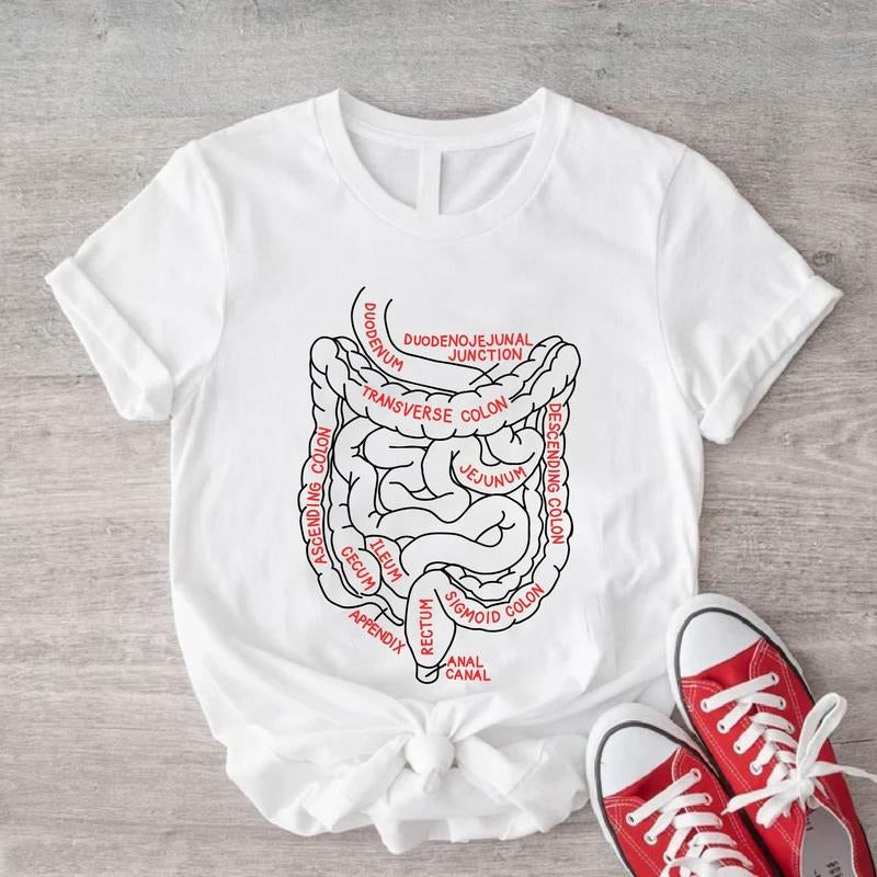 Intestines Anatomy Shirt, Medical Student T-shirt, Intestinal Shirt, Gastroenterologist Gift Shirt, Intestines Illustration Tee, Nursing Student Tee.