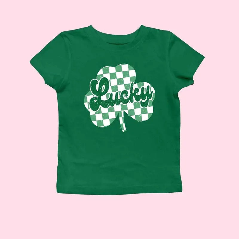 Lucky Shamrock Baby Tee, Lucky, St Patrick's Day , Lucky, Clover, Shamrock, Y2K 2000's Style, Streetwear Style1