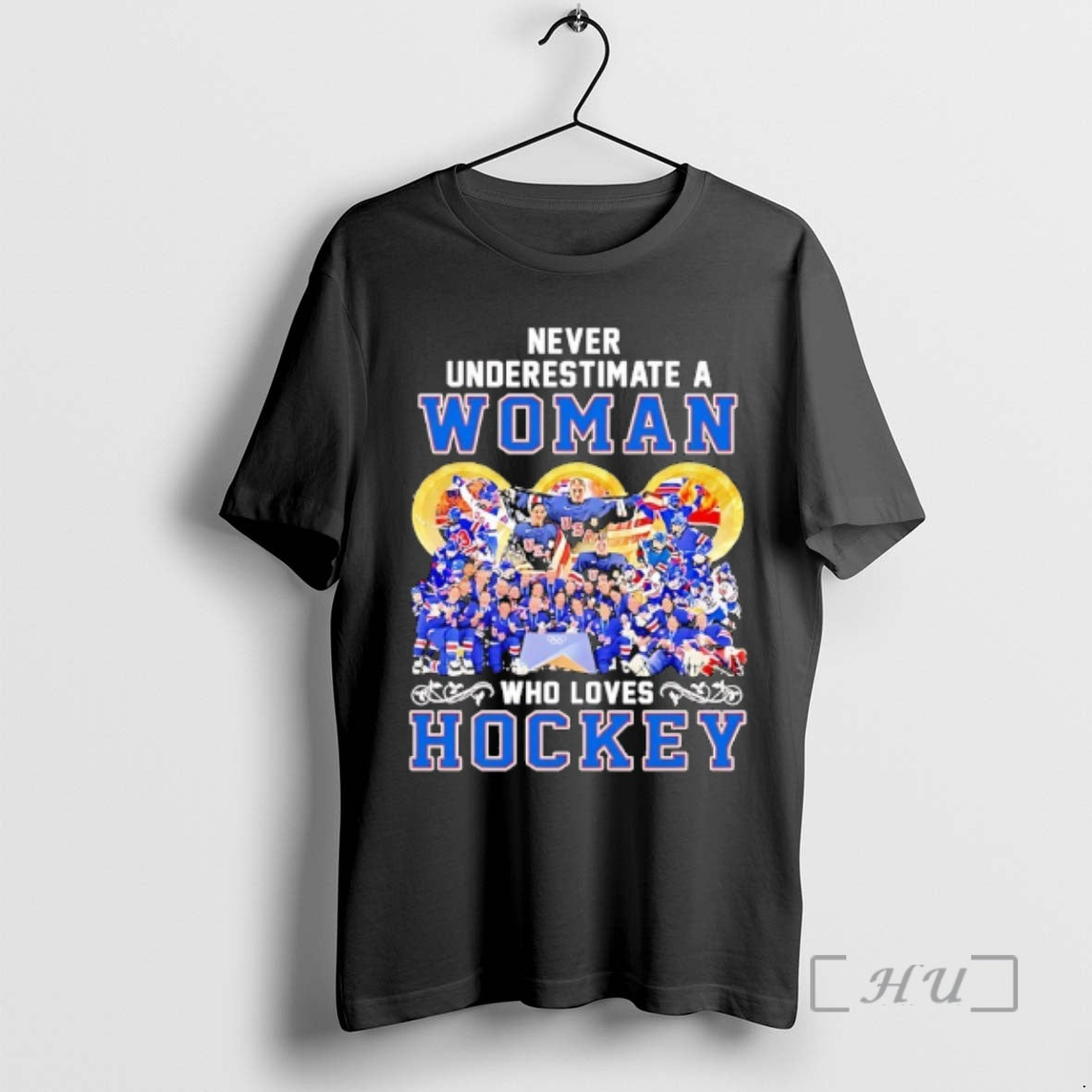 Officials Usa Women Hockey Never Underestimate A Woman Who Loves Hockey Graphic Premium T Shirts