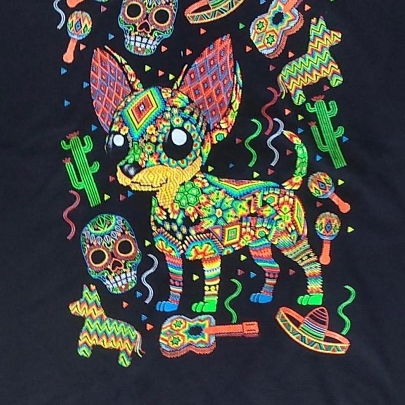 Perrito Piñata T-Shirt for Women - Colorful Design with Skulls and Cactus, Short Sleeve, Ideal for Casual Wear - Menswear, Top, Sleeves, Tropical, Man, Streetwear, Tshirt Summer