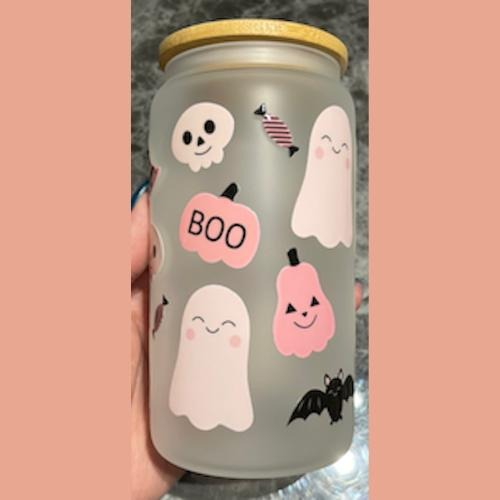 Pink Ghost Frosted Libby Glass