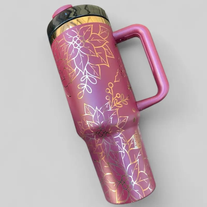 Poinsettia Engraved 40oz Tumbler