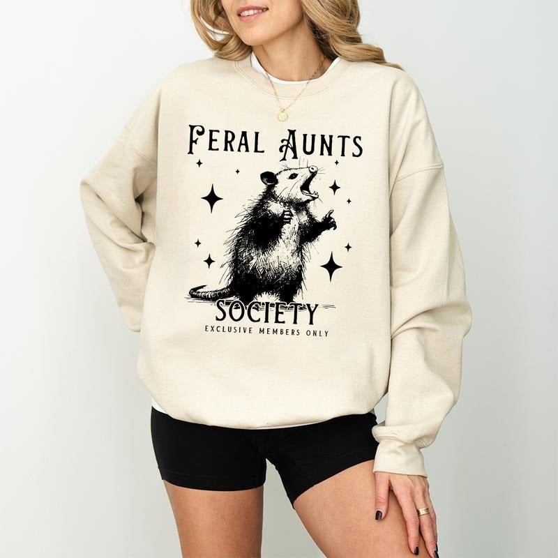 Pregnancy Reveal to Sister Auntie Sweatshirt, Opossum Shirt Feral Aunt Shirt Pregnancy Reveal to Family Weirdcore Clothing Baby Announcement