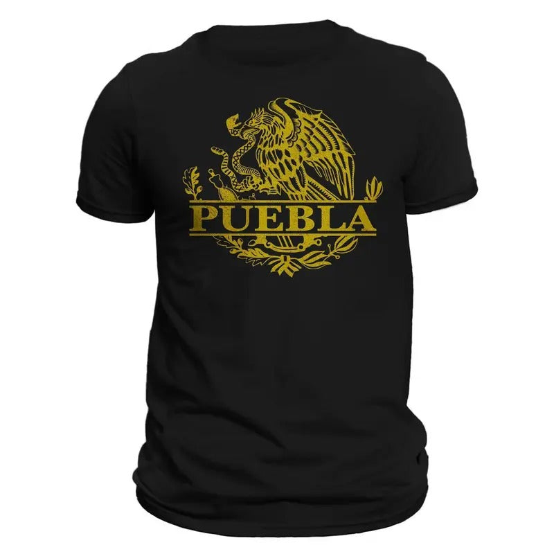 Puebla Mexico Eagle Emblem Mexican T-Shirt Casual Classic