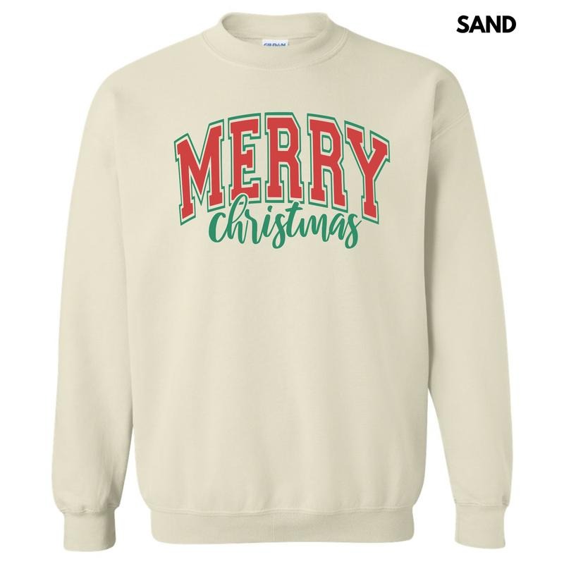 Red Cursive Varsity Merry Christmas Sweatshirt 'NLB