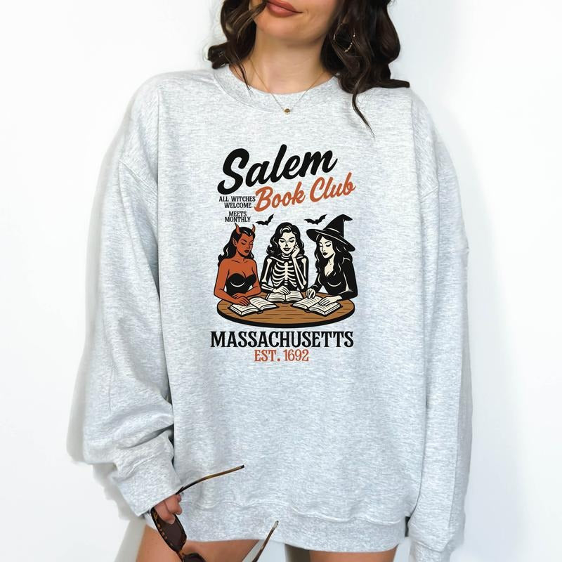 Salem Book Club- Unisex Crewneck Sweatshirt, Funny Crewneck, Funny Apparel, Gift Idea, Relaxed Fit, Casual Apparel,  Hallowen Theme