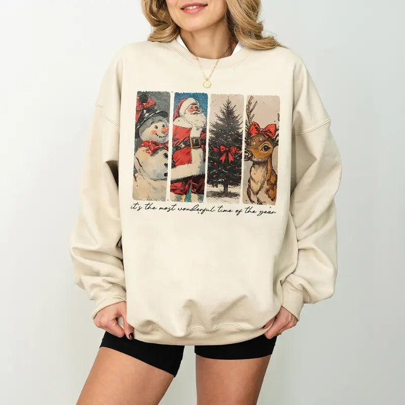 Santa Claus Christmas Sweatshirt, It's the most wonderful time of the year Sweatshirt, Santa Merry Christmas, Xmas Women Men Gift