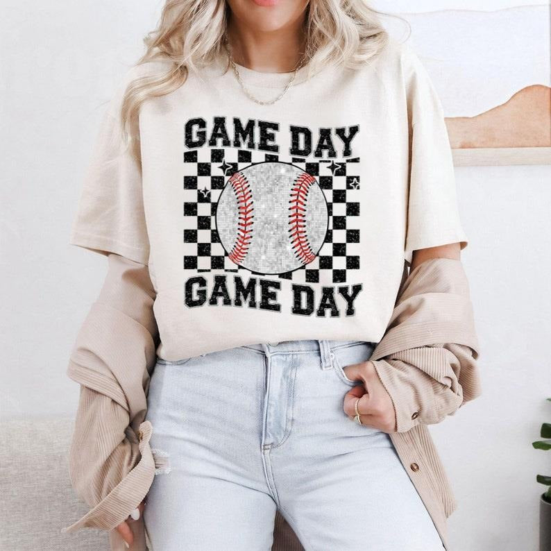 Sparkly Baseball T-Shirt, Game Day T-Shirt, Baseball Team T-Shirt, Baseball Mom T-Shirt