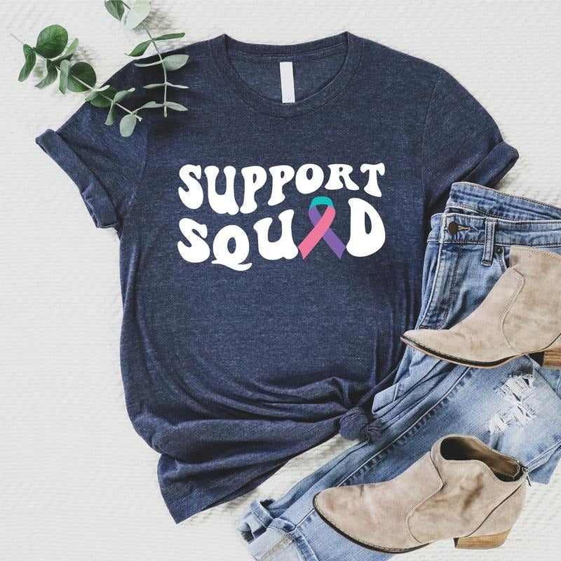 Thyroid Cancer Awareness Shirt, Matching Thyroid Warrior T-shirt, Cancer Support Gift Tee, Pink Blue Teal Ribbon Sweatshirt, Cancer Patient Hoodie, Motivational Tee