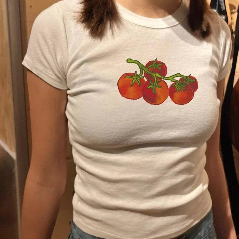 Tomato Girl Baby Tee, Coquette Baby Tee, Pinterest Aesthetic Baby Tee Fit Streetwear