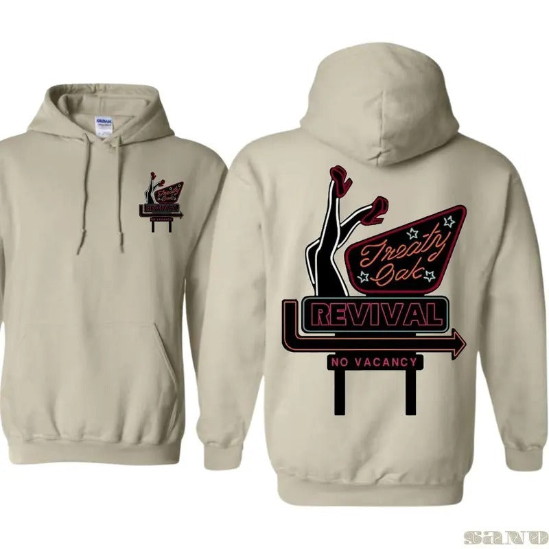 Treaty Oak Revival Neon Sign Hoodie , Retro No Vacancy, Treaty Oak Revival Hoodie, Warm Unisex Shirt, Available in All Sizes and Colors,hoodie trend