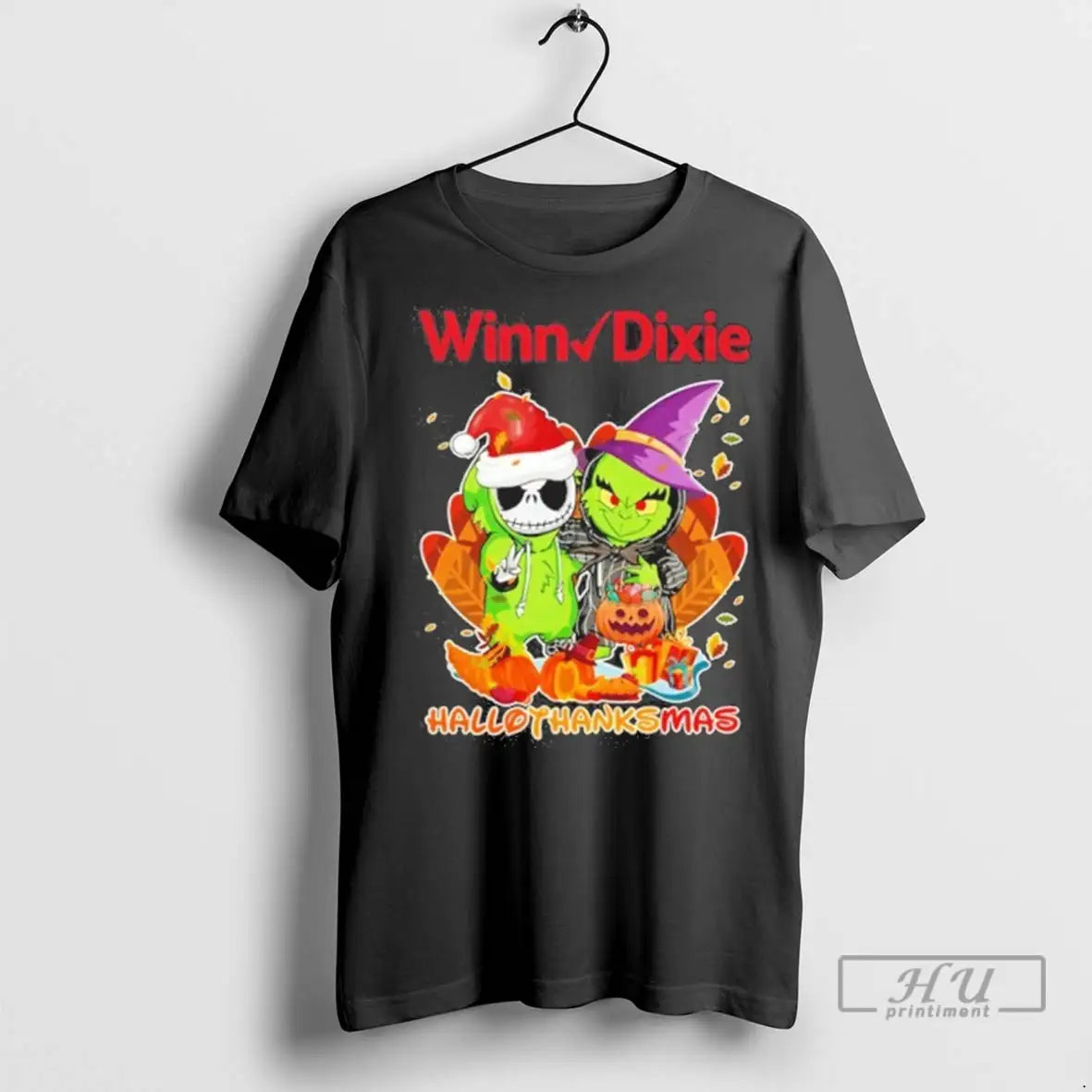 Trending The Grinch And Santa Jack Winn Dixie Logo Hallothanksmas T Shirts