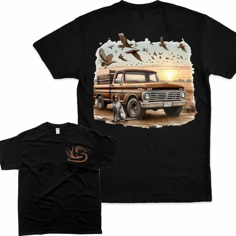 Vintage Truck Hunting T-shirt  Classic Outdoor Graphic