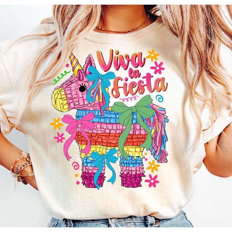 Viva La Fiesta Tshirt Sweatshirt, Mexican Pinata Coquette Bow Shirt, Mexican Party, Fiesta Vibes, Unisex Sweater Pullover Tee