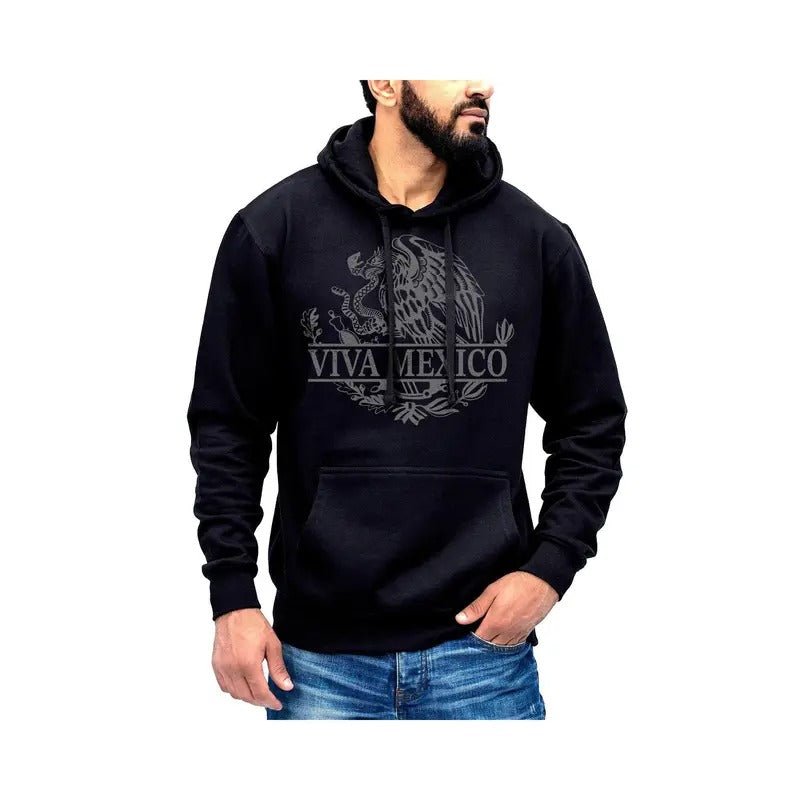 Viva Mexico Mexico Eagle Emblem Hoodie Sweatshirt Cotton Fabric Menswear Pocket
