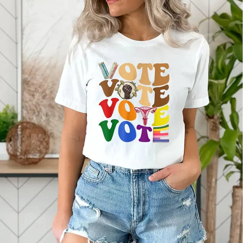 Vote Tee Shirt, Bann3d Books Shirt, Reproductive Rights Tee, Political Activism Shirt, Pro Roe V Wade, Election Tshirts, Lgbtq Shirt, Unisex T-Shirt, Gifts For Friend, Short Sleeve Tee Shirt, Gifts For Birthday