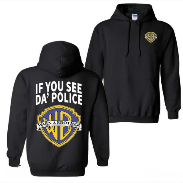 "Warn A Brother" Hoodie & T-Shirt - 2-Sided Graphic Pop Culture Apparel - Vintage Cotton Shirt for Men - Menswear Top Gift Clothing Sport 90s  graphic  tees Casual Fashion