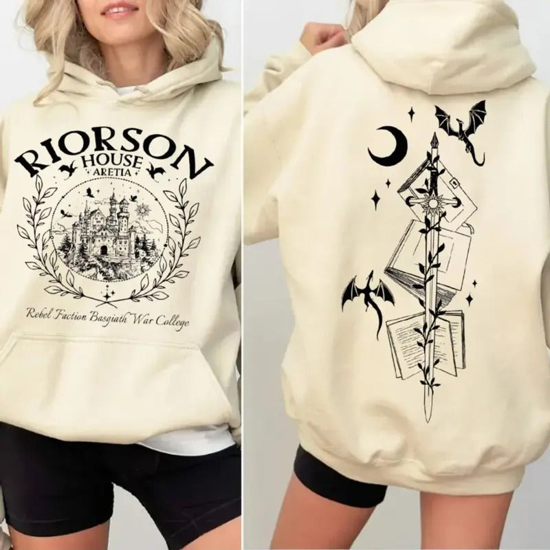 Xaden Riorson House Shirt, Iron Flame Sweatshirt, Dragon Rider 2 Sided Shirt, Violet Sorrengail Hoodie, Bookish Gifts, Unisex Sweater Pullover Tee